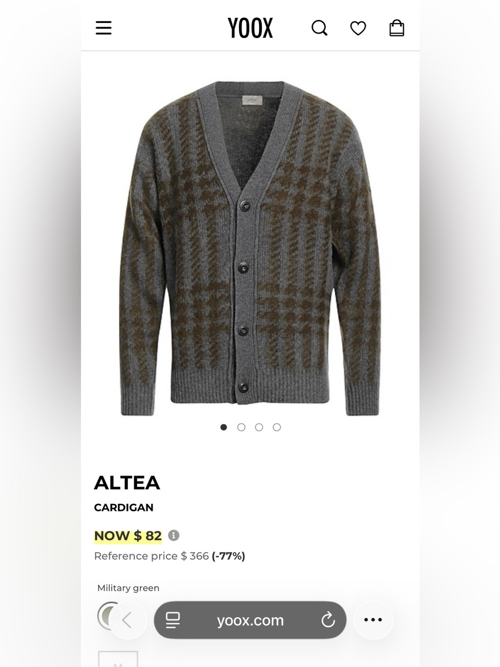 Men's Gray Plaid wool blend Cardigan Sweater